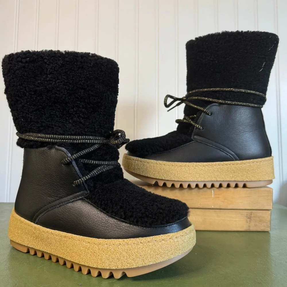 NWT Montelliana 1965 SONIA Shearling Lined & Trimmed Leather Boots *Italy*
